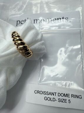 petit moments Gold Croissant Dome Ring - Size 5